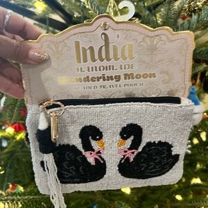 Handmade Beaded Swan Pouch